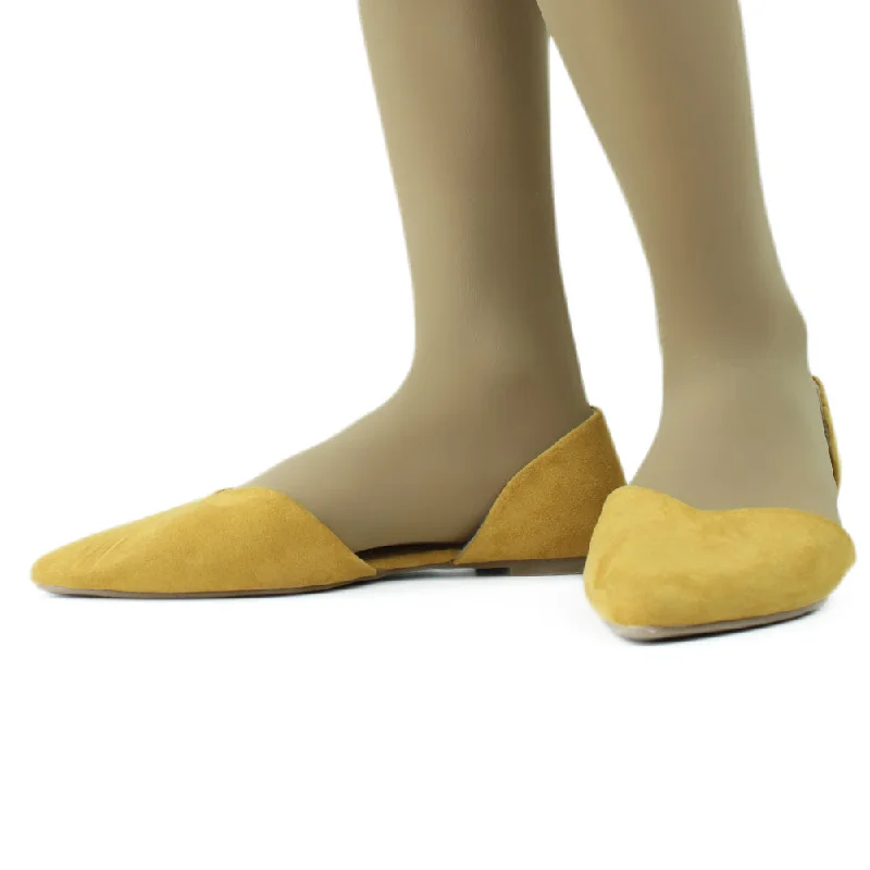 Women's Faux Suede Plain Flat,Mustard