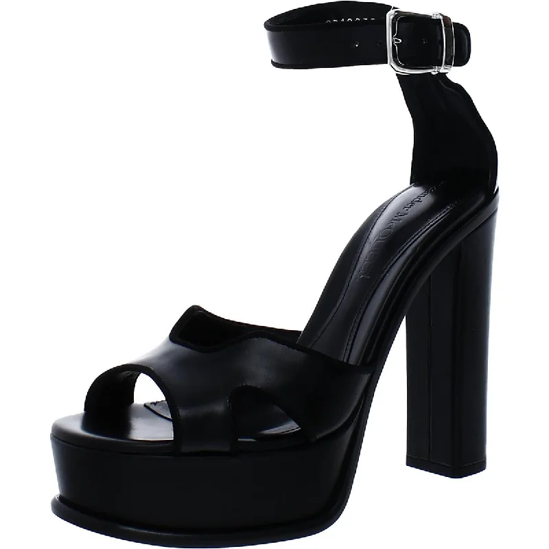 Alexander McQueen Womens Leather Peep-Toe Platform Sandals