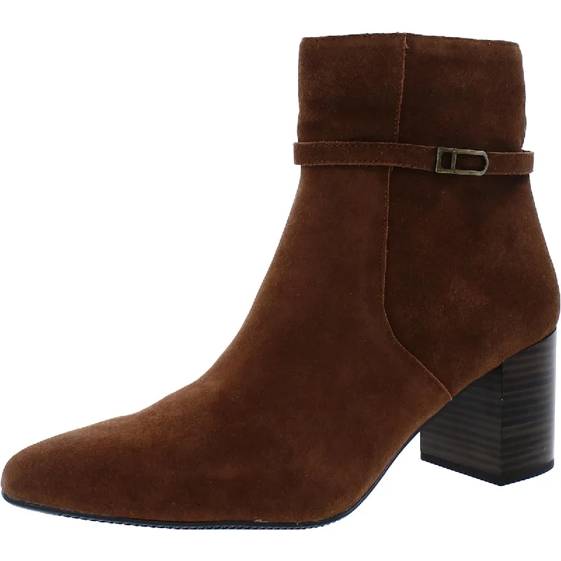 Aqua College Womens Tatum Suede Block Heel Ankle Boots