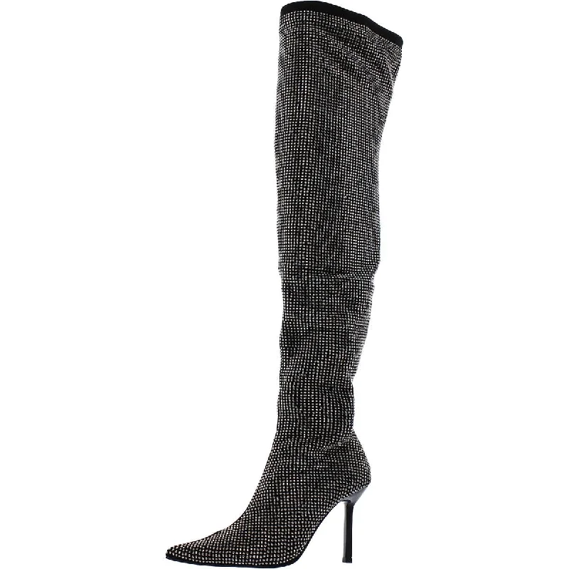 Aqua Womens Nicki Faux Suede Embellished Over-The-Knee Boots