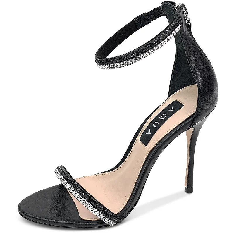 Aqua Womens Olivia  Ankle Strap Leather Heels