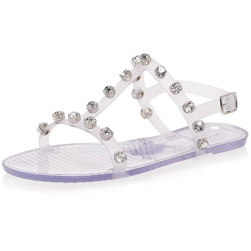 Aqua Womens Rhinestone Plastic Strappy Sandals