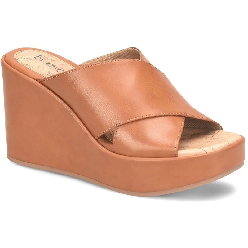 B.O.C. Womens Cici Faux Leather Cork Wedge Sandals