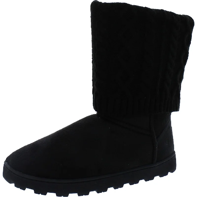 C & C California Womens Cozy Faux Suede Knit Mid-Calf Boots