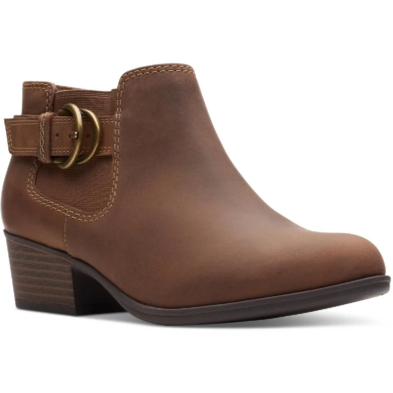 Clarks Womens Adreena Field Leather Slip On Booties