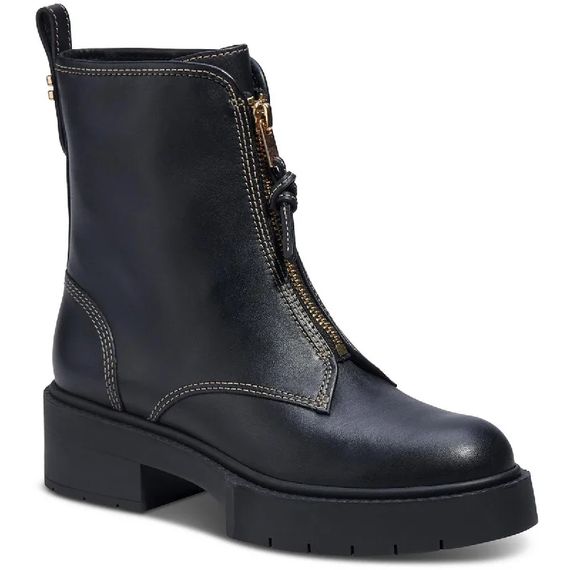 Coach Womens Liza Leather Zipper Mid-Calf Boots