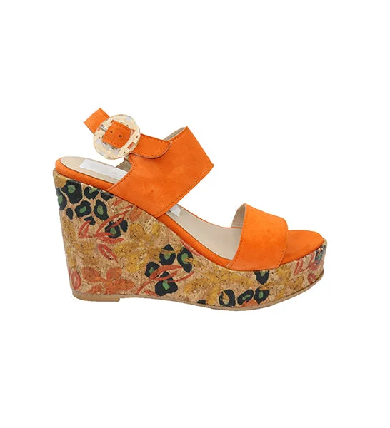 Eric Michael ATHENS Orange Suede 4 1/4" Wedge Shoe