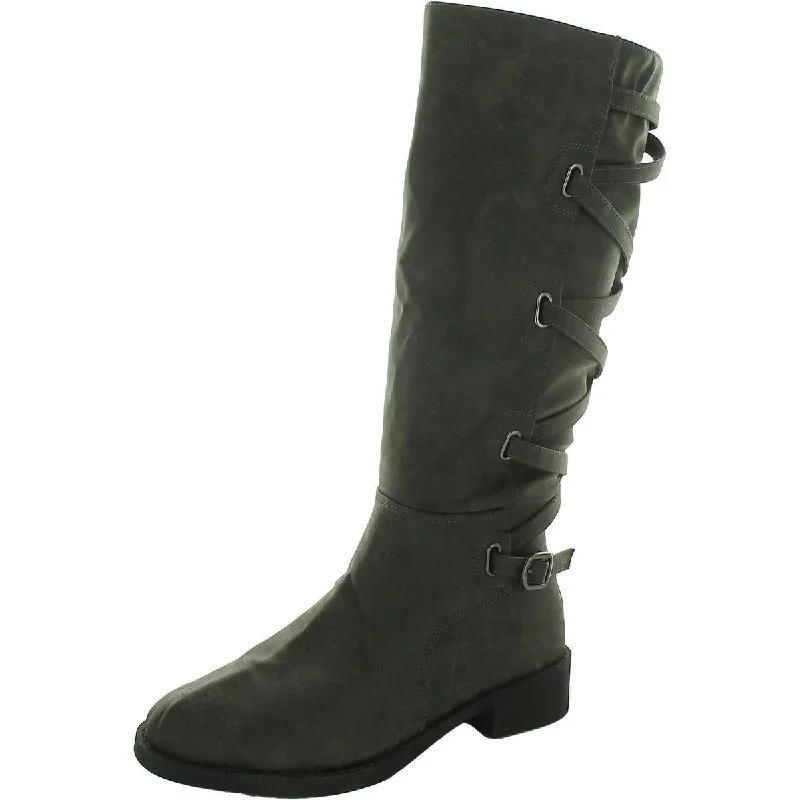 Journee Collection Womens Faux Leather Casual Mid-Calf Boots