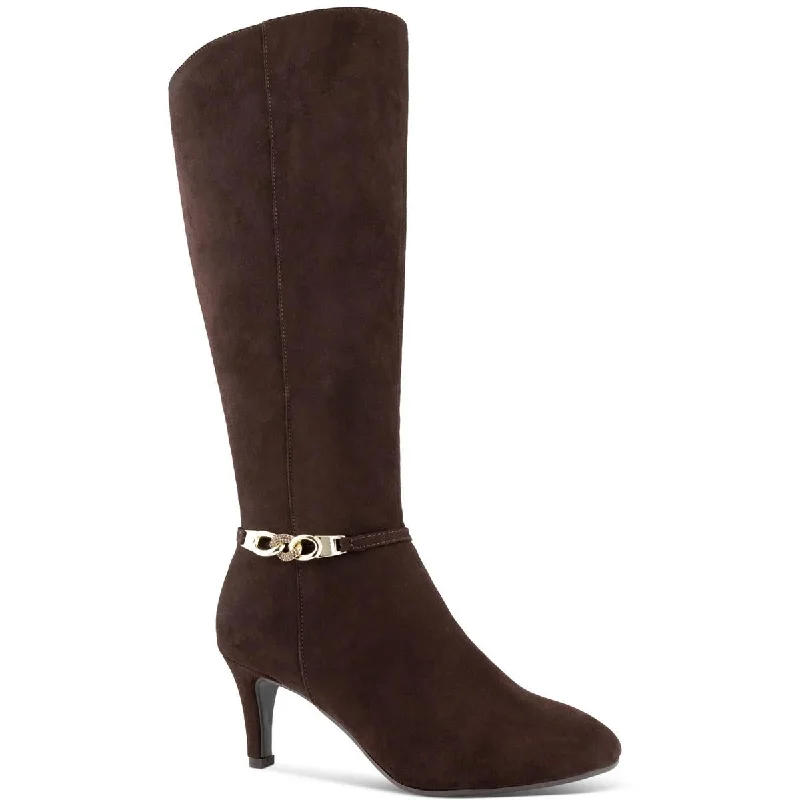 Karen Scott Womens Hanna  Faux Suede Pull On Knee-High Boots