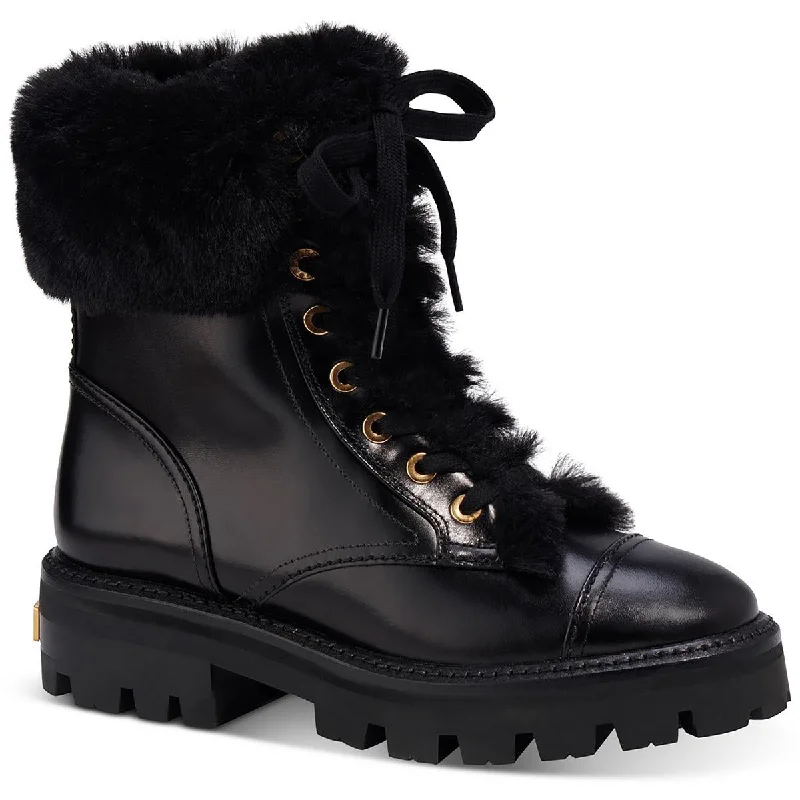 Kate Spade New York Womens Merritt Winter Leather Combat & Lace-up Boots