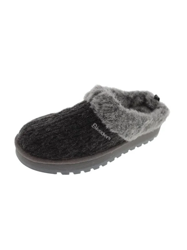 Keepsakes Womens Faux Fur Slip On Mule Slippers