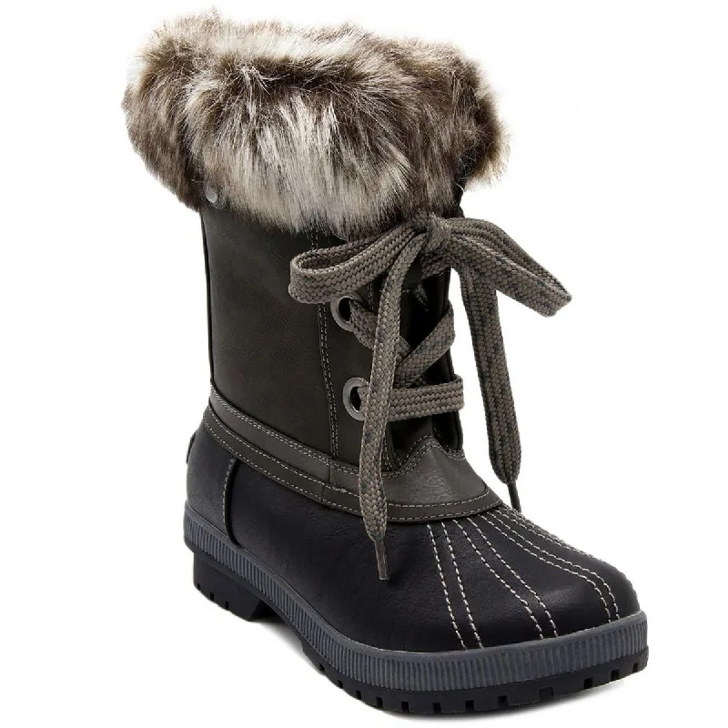 London Fog Womens Milly Faux Leather Cold Weather Winter & Snow Boots