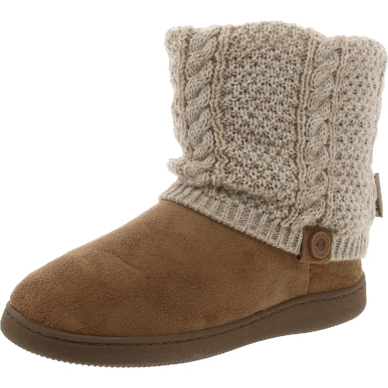 Muk Luks Womens Cable Knit Faux Fur Lined Ankle Boots