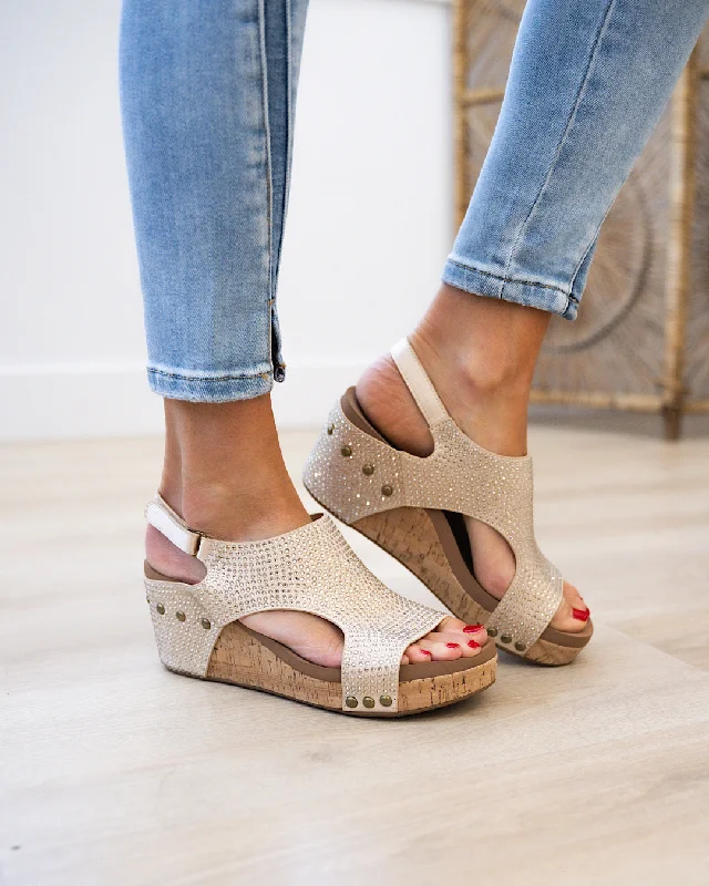 Corkys Carley Wedge Sandals - Champagne Crystals FINAL SALE