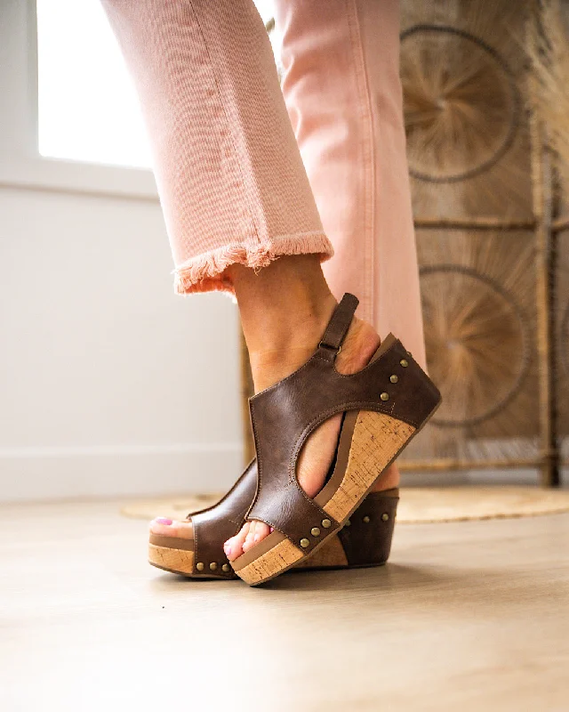 Corkys Carley Wedge Sandals - Rustic Brown FINAL SALE