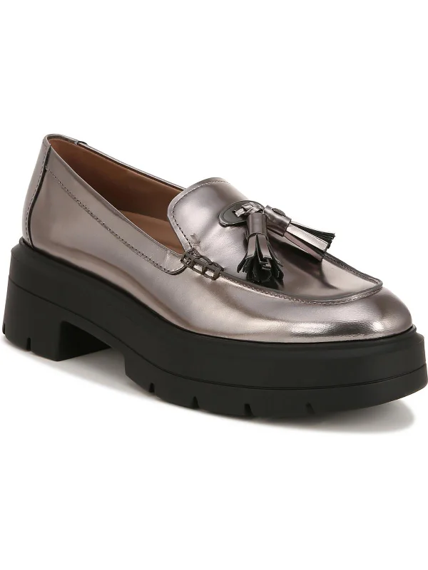 Nieves Womens Patent Leather Slip On Loafers