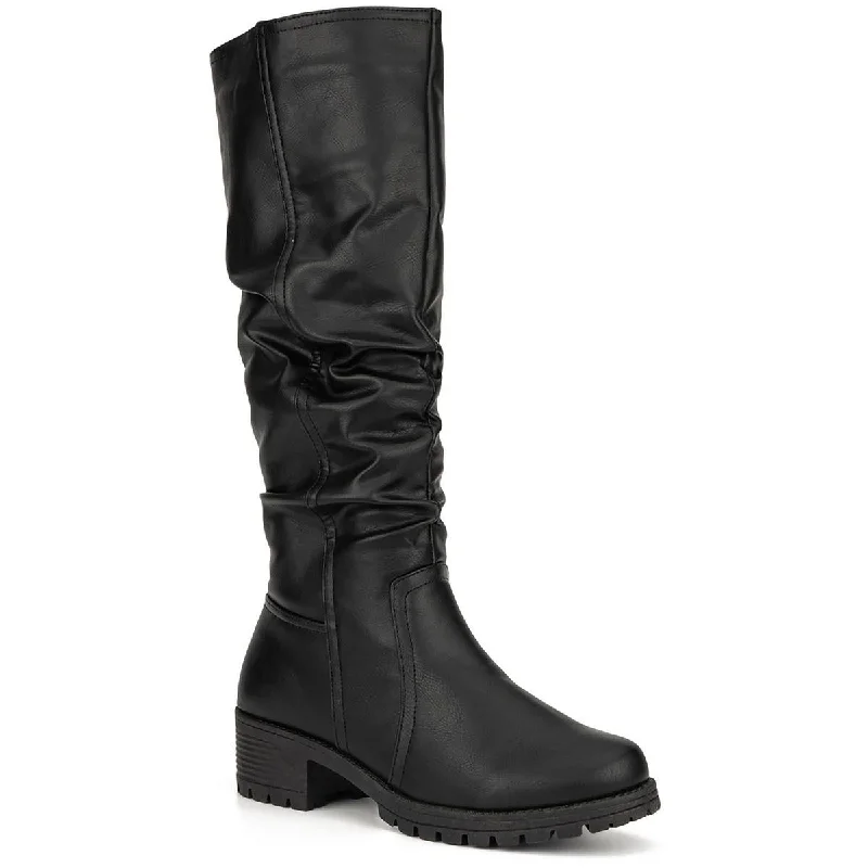 Olivia Miller Womens AMBER Faux Leather Zipper Knee-High Boots