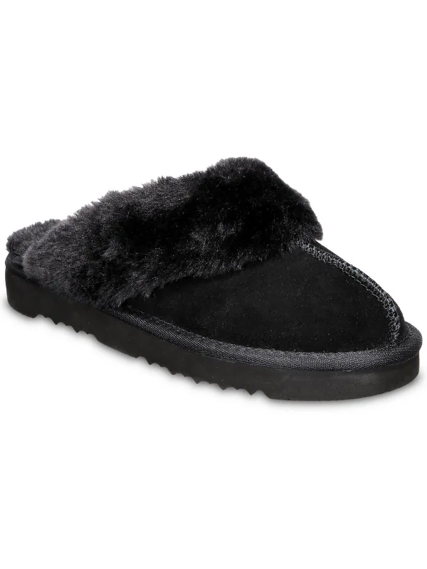 Rosiee Womens Suede Scuff Slippers