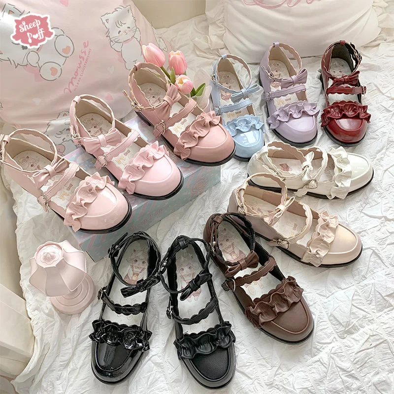 Sheep Puff~Kawaii Lolita Shoes Multicolors