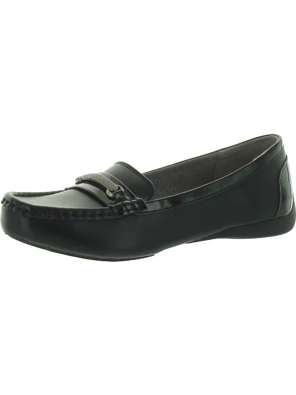 Sofiah Womens Faux Leather Slip-On Loafers