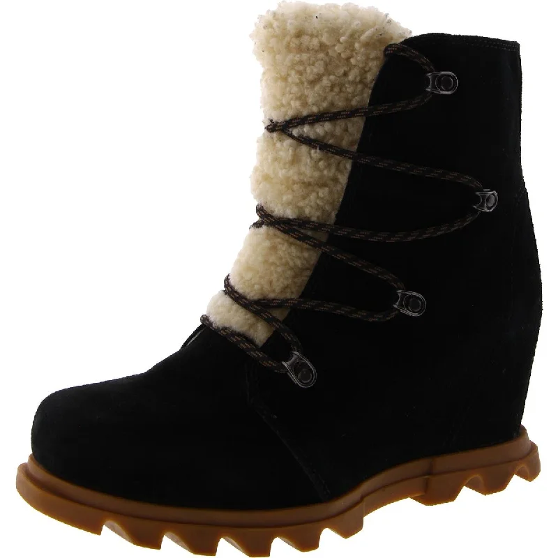 Sorel Womens Joan Of Arctic Wedge III Lace Cozy Suede Fleece Lined Ankle Boots