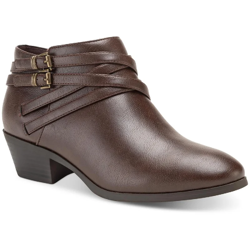 Style & Co. Womens Willow Faux Leather Block Heel Ankle Boots