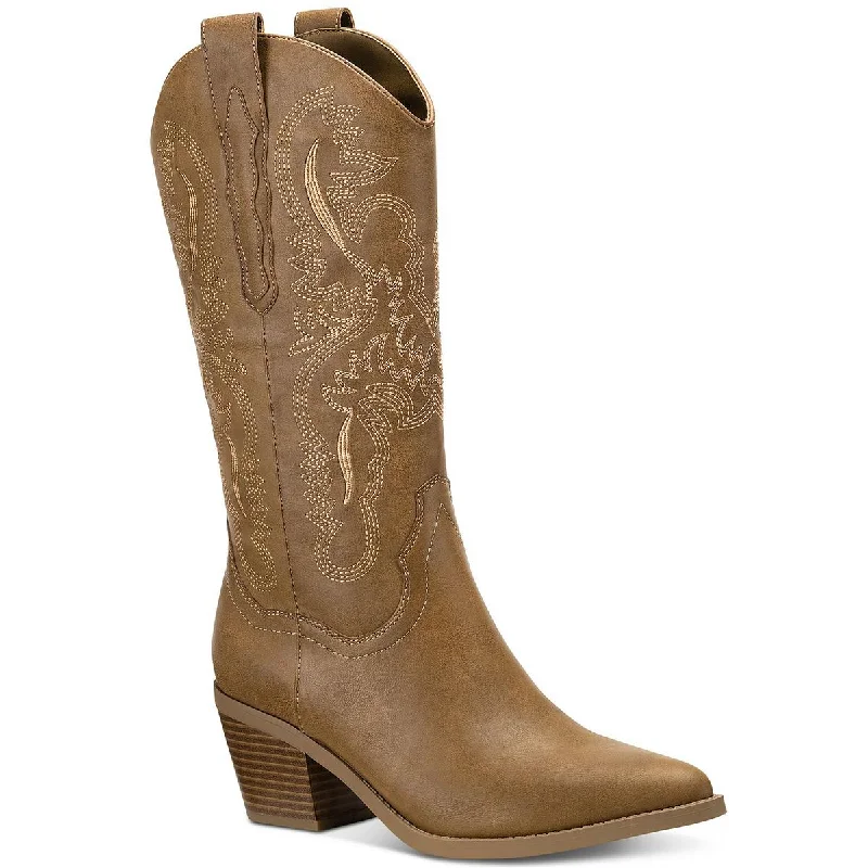 Sun + Stone Womens Bernarrd  Faux Leather Pull On Cowboy, Western Boots