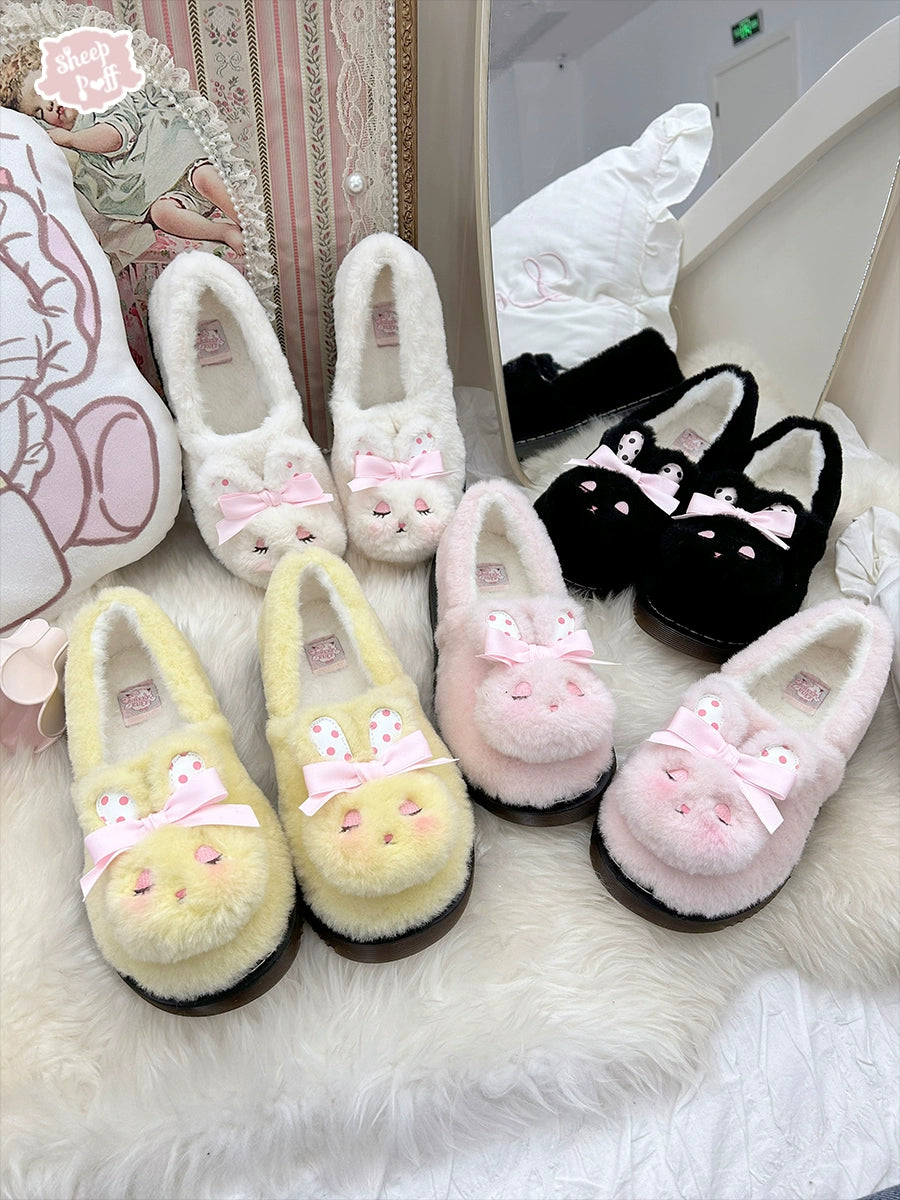 Sheep Puff~Rabbit Fur~Sweet Lolita Shoes Plush Rabbit Winter Lolita Shoes