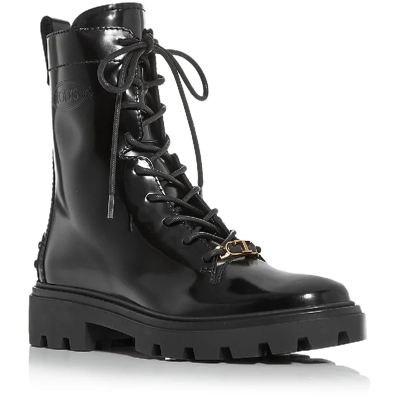 Tods Womens Leather Lace up Combat & Lace-Up Boots