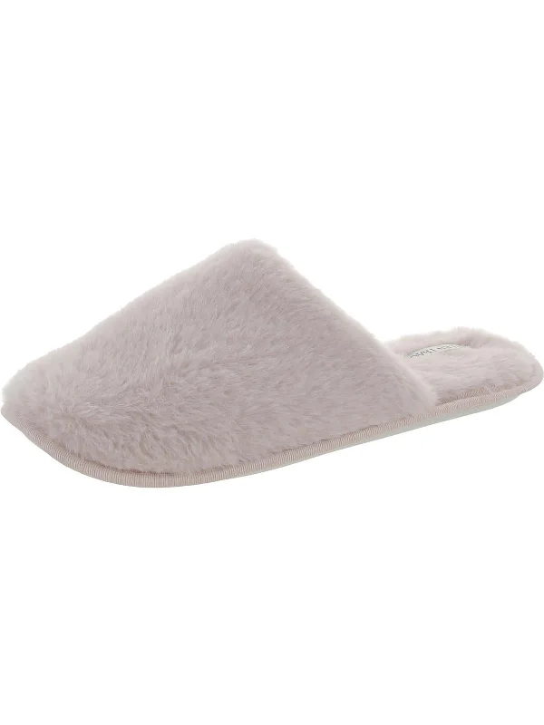 Womens Faux Fur Slip On Slide Slippers