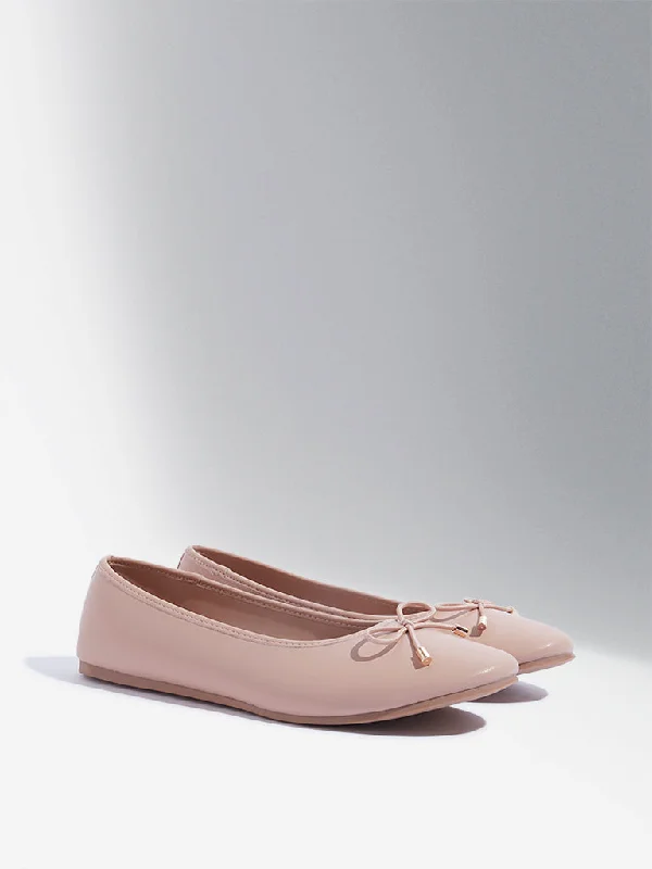 LUNA BLU Blush Pink Bow-Detailed Ballerina