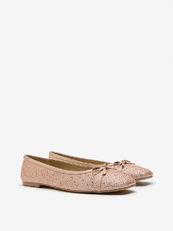 LUNA BLU Blush Pink Embellished Ballerina