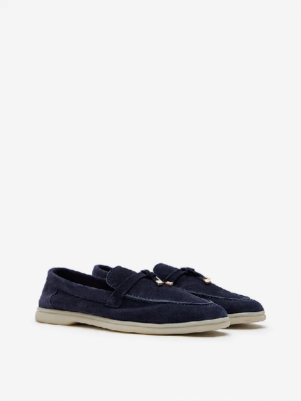 LUNA BLU Navy Suede Loafers