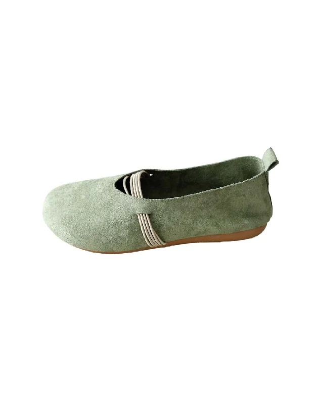 Women's Suede Retro Flat Shoes Green